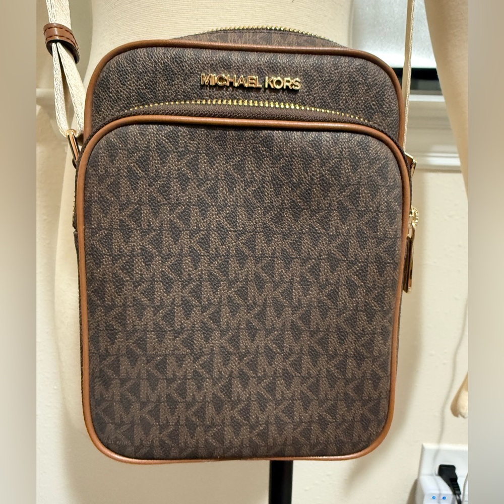 Michael Kors Brown Messenger Bag with Monogram Print BRAND NEW! UNUSED!